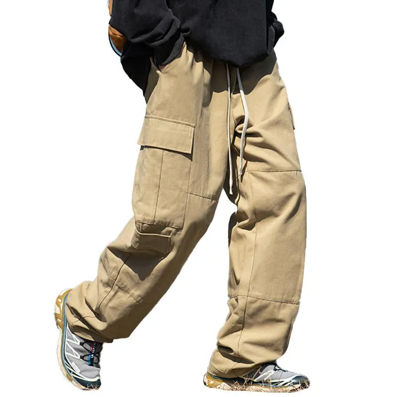 Men's Loose Solid Color Straight Cargo Pants 94795261Y sold by Manly