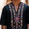 Men's Retro Casual Aztec Embroidered V-Neck Linen Short Sleeve Shirt MTA2474D0TO sold by Manly