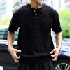 Men's Retro Casual Solid Color Knitted Short-Sleeved Polo Shirt MTA2239D5TO sold by Manly