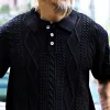 Men's Retro Casual Solid Color Knitted Short-Sleeved Polo Shirt MTA2239D5TO sold by Manly
