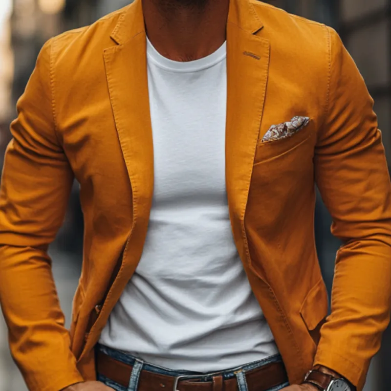 Men's Casual Premium Cotton Washed Notched Lapel Single Breasted Slim Fit Blazer MTA2325D4M sold by Manly product image thumbnail 3