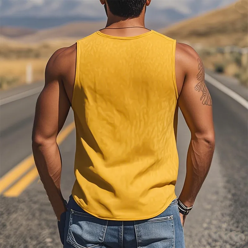 Men's Summer Fashion Casual Retro Western V-neck Slim Thin Suede Tank Top MTA2430D9K sold by Manly product image thumbnail 3