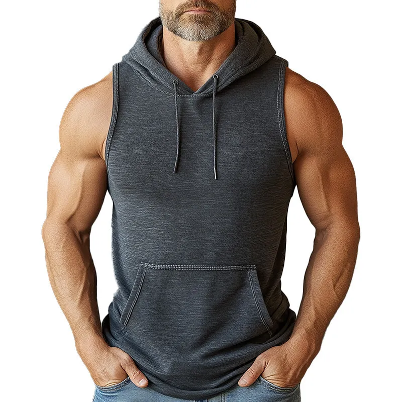 Men's Summer Cotton and Linen Blended Hooded Sports Tank Top MTA2409D3P sold by Manly