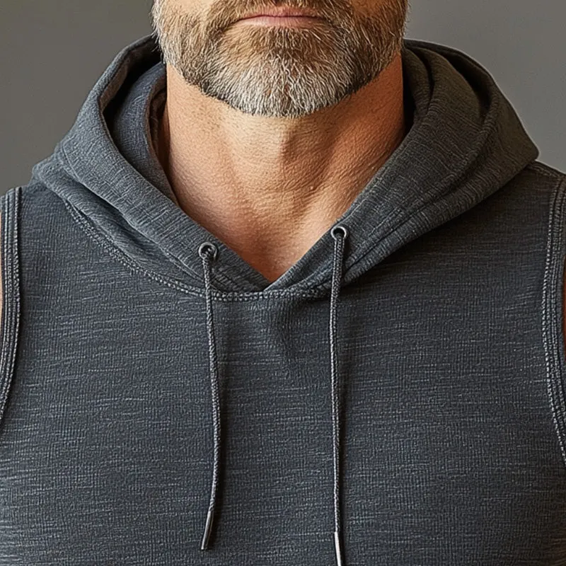 Men's Summer Cotton and Linen Blended Hooded Sports Tank Top MTA2409D3P sold by Manly product image thumbnail 3