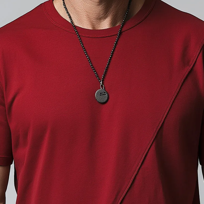 Men's Summer Pure Cotton Solid Color Patchwork Short-Sleeved T-Shirt MTA2415D2P sold by Manly product image thumbnail 3