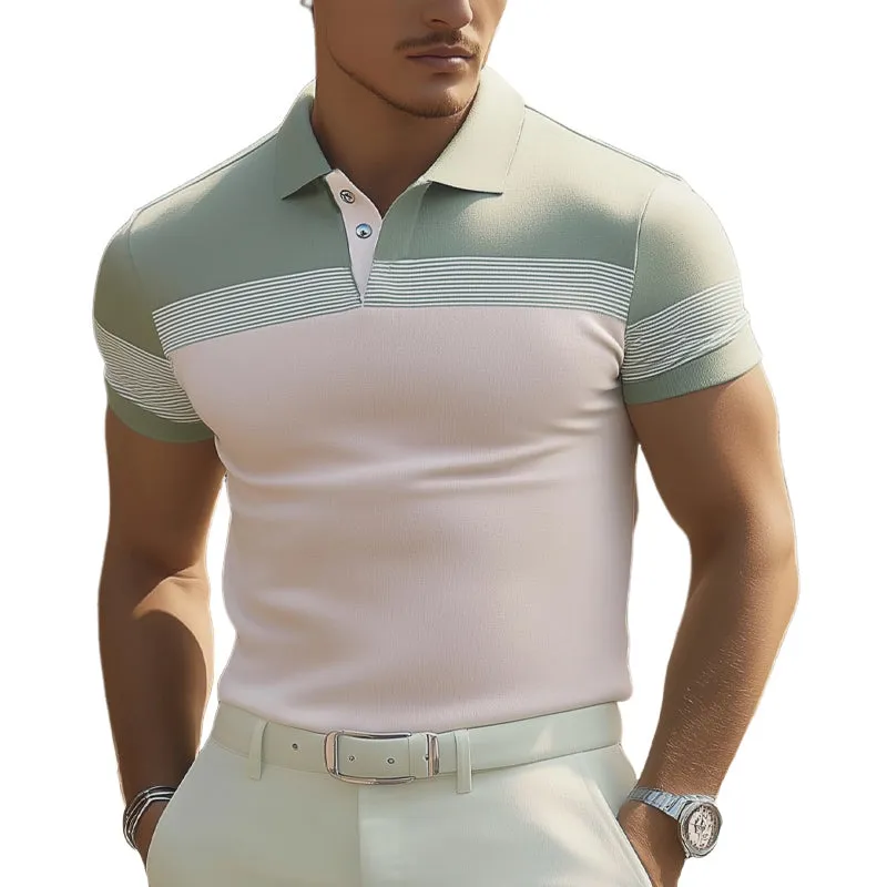 Men's Summer Business Color Block Polo Neck T-Shirt MTA2319D3U sold by Manly