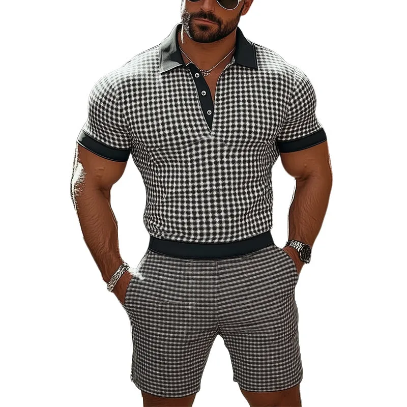 Men's Summer Classic Business Printed POLO Shirt Shorts Set MTA2452D5U made by Manly