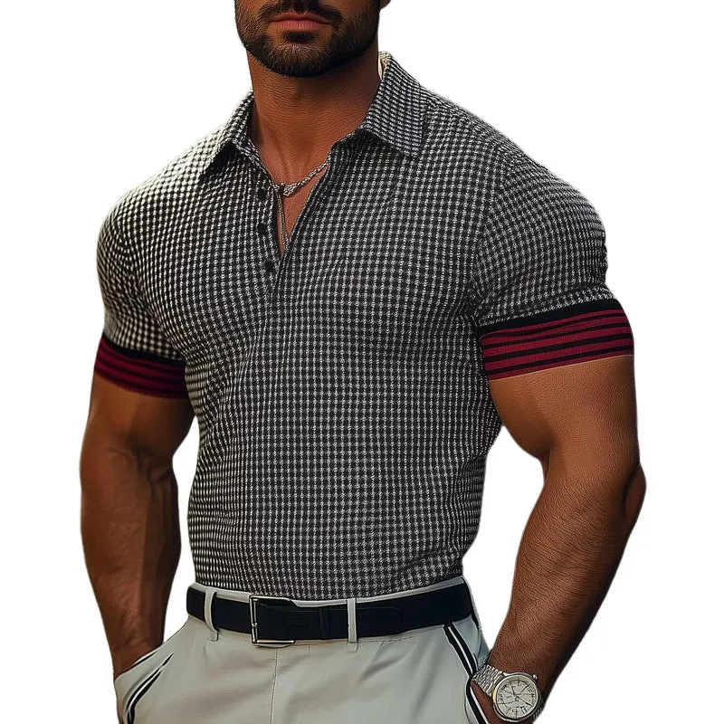 Men's Summer Business Black and White Checkered POLO Shirt MTA2426D3U sold by Manly