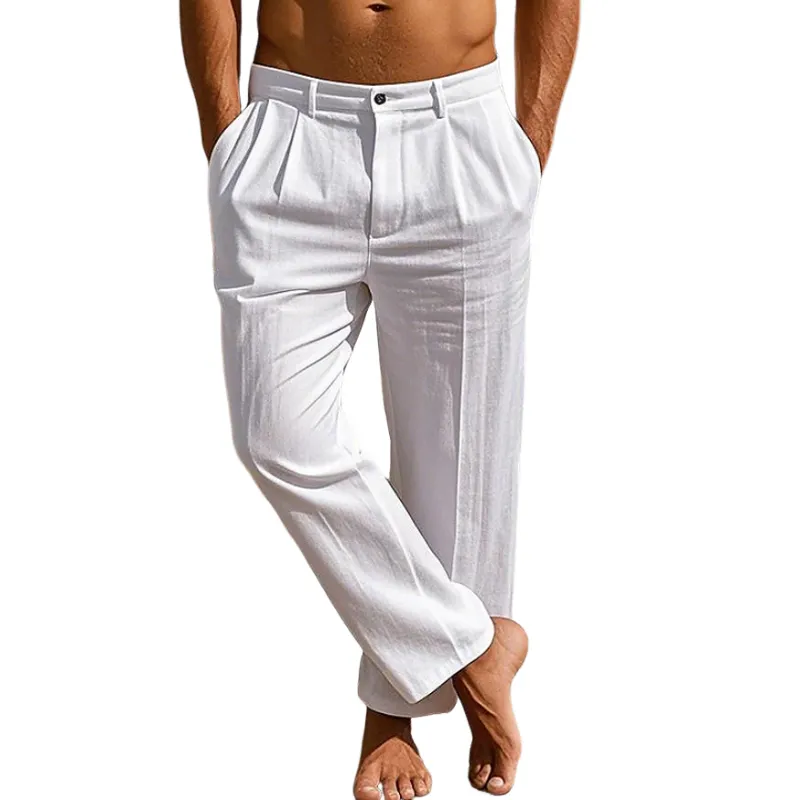 Men's Casual Breathable Cotton Linen Blend Straight Suit Pants MTA2380D1M sold by Manly