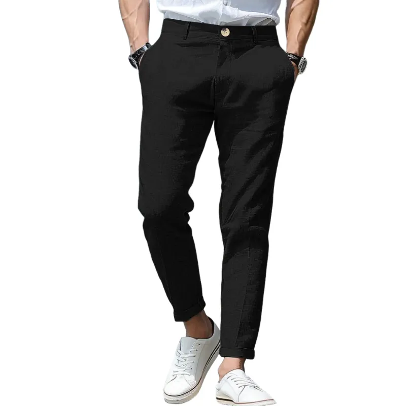 Men's Casual Solid Color Cotton Blended Slim Fit Suit Pants MTA2347D3M sold by Manly