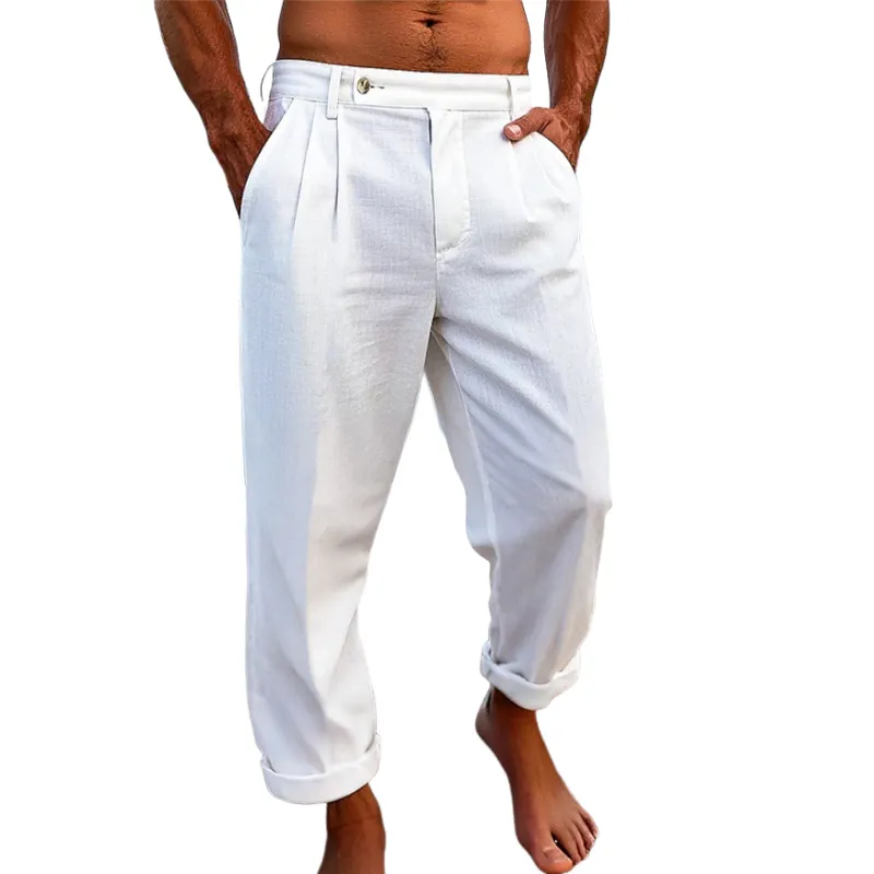 Men's Casual Breathable Cotton Linen Blend Straight Suit Pants MTA2305D9M sold by Manly