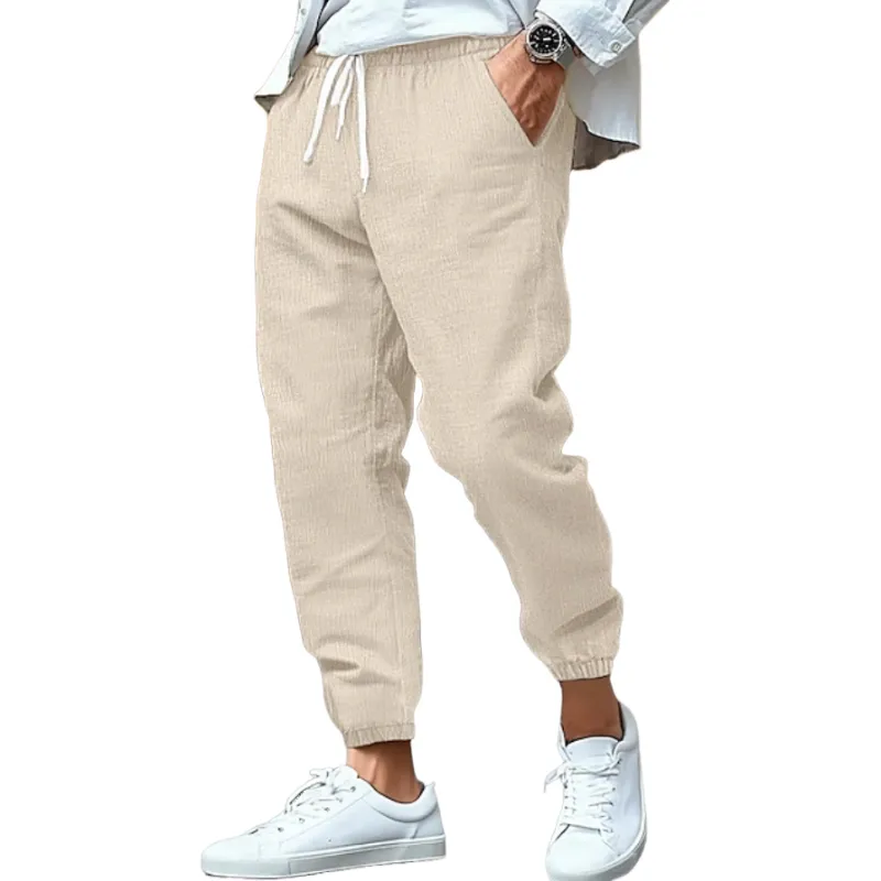 Men's Casual Breathable Cotton Linen Elastic Waist Holiday Tapered Pants MTA2347D6M sold by Manly product image thumbnail 2