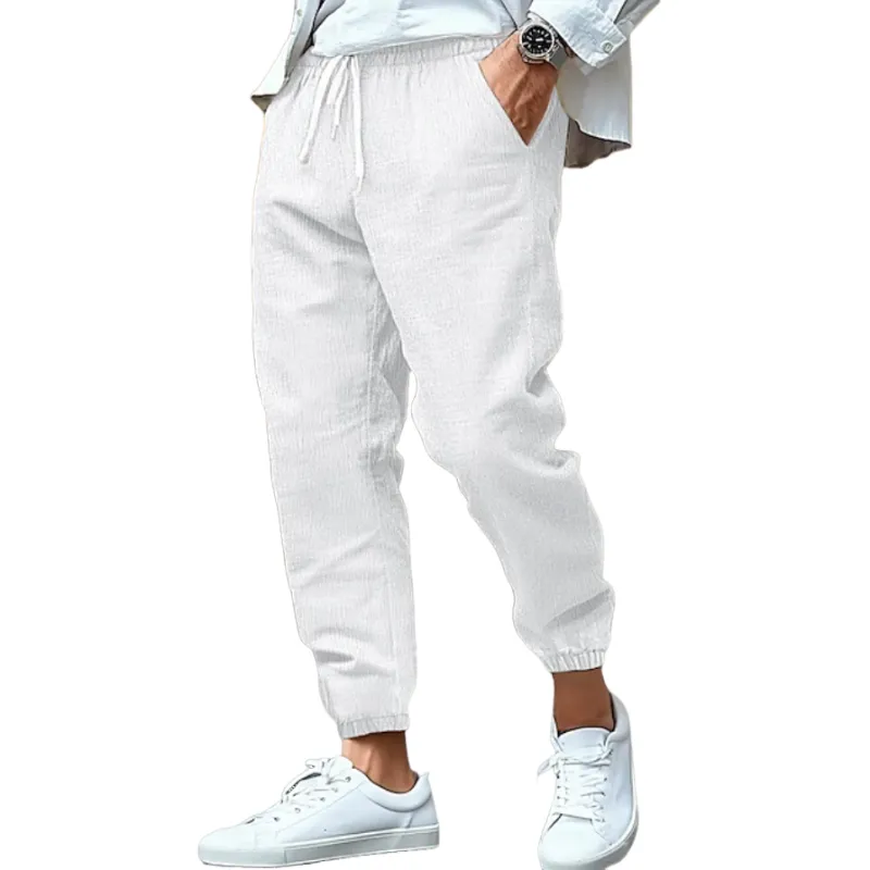 Men's Casual Breathable Cotton Linen Elastic Waist Holiday Tapered Pants MTA2347D6M sold by Manly product image thumbnail 3