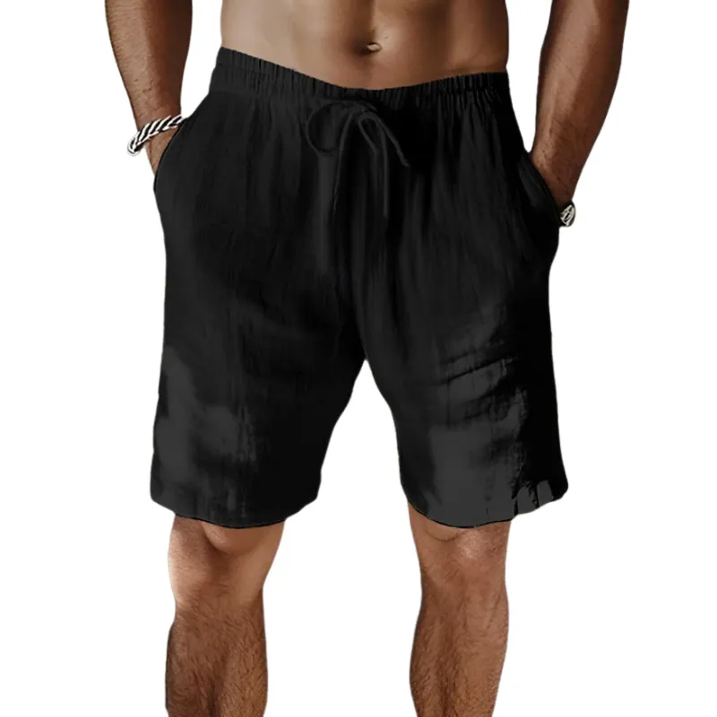 Men's Casual Breathable Cotton Linen Elastic Waist Loose Vacation Shorts MTA2351D6M sold by Manly product image thumbnail 3