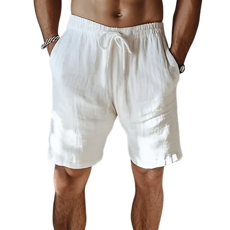 Men's Casual Breathable Cotton Linen Elastic Waist Loose Vacation Shorts MTA2351D6M sold by Manly product image thumbnail 2