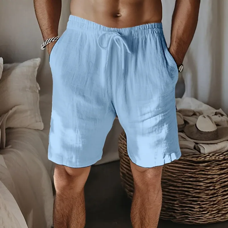 Men's Casual Breathable Cotton Linen Elastic Waist Loose Vacation Shorts MTA2351D6M sold by Manly product image thumbnail 4