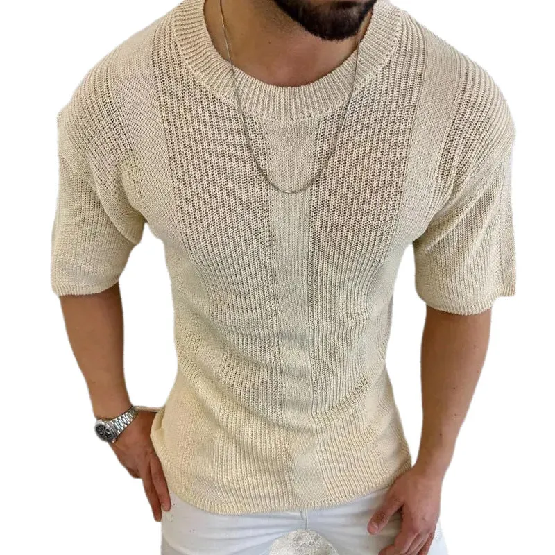 Men's Breathable Knitted Round Neck Short Sleeve T-Shirt MTA2378D0X sold by Manly
