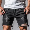 Men's Summer Embroidered Ripped Casual Denim Shorts MTA2391D3P sold by Manly