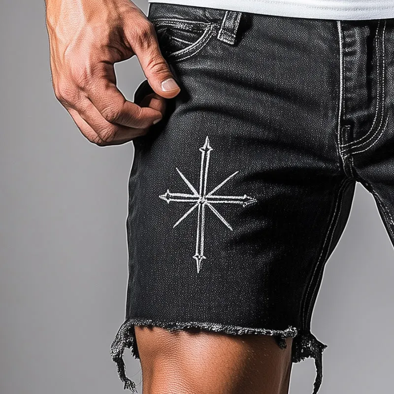 Men's Summer Embroidered Ripped Casual Denim Shorts MTA2391D3P sold by Manly product image thumbnail 3