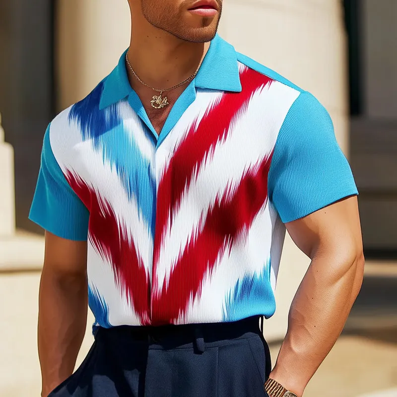 Men's Summer Fashion Colorblock Knitted Short Sleeve Shirt MTA2418D9U sold by Manly product image thumbnail 2