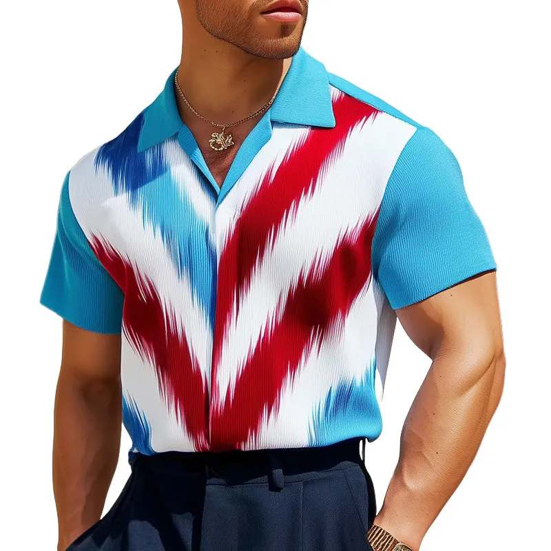 Men's Summer Fashion Colorblock Knitted Short Sleeve Shirt MTA2418D9U sold by Manly