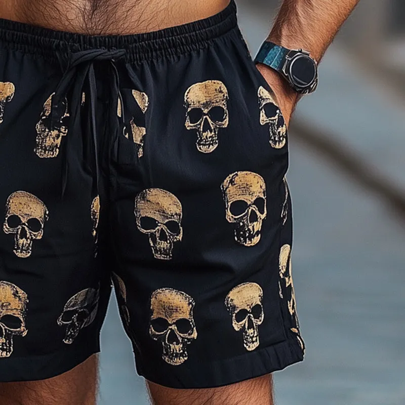 Men's Summer Casual Skull Print Elastic Lace-up Shorts MTA2545D8U sold by Manly product image thumbnail 3