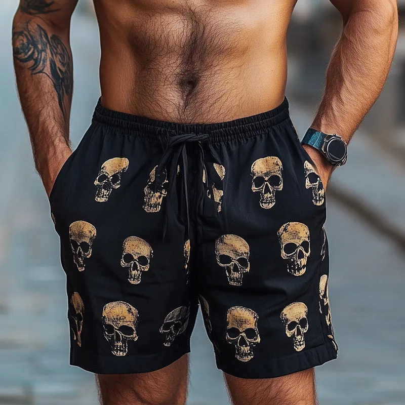 Men's Summer Casual Skull Print Elastic Lace-up Shorts MTA2545D8U sold by Manly product image thumbnail 2