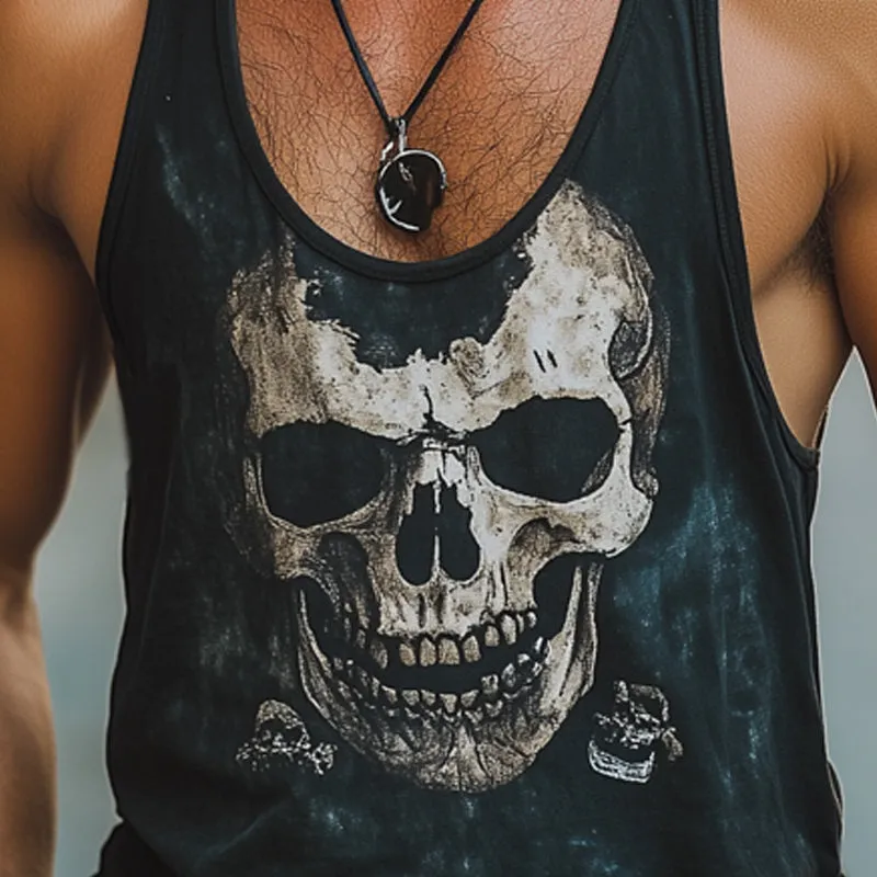 Men's Summer Fashion Retro Skull Print Tank Top MTA2537D4U sold by Manly product image thumbnail 3