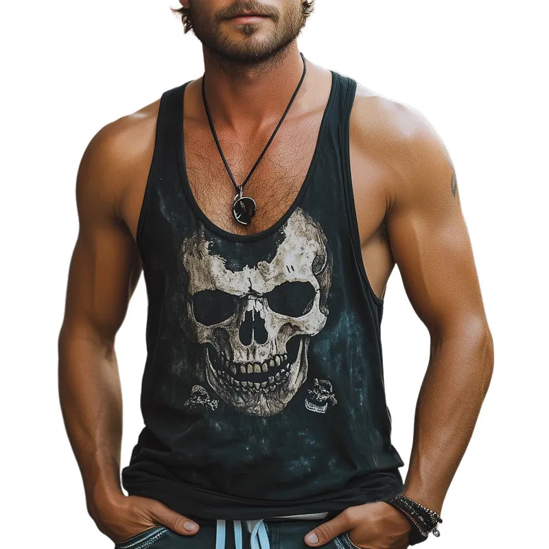 Men's Summer Fashion Retro Skull Print Tank Top MTA2537D4U sold by Manly