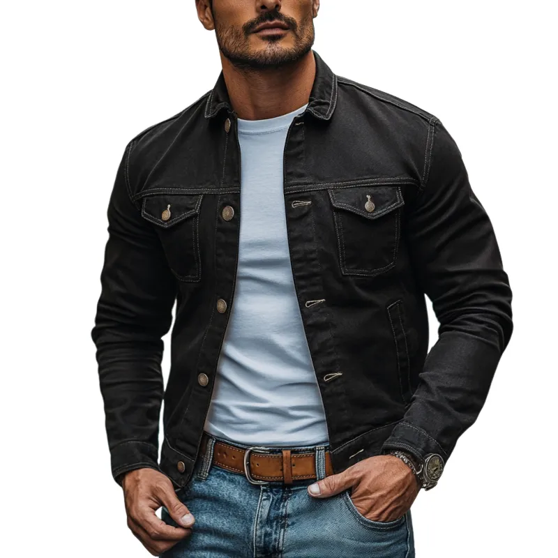 Men's Casual Cotton Washed Lapel Single Breasted Slim Fit Jacket MTA2558D8M sold by Manly