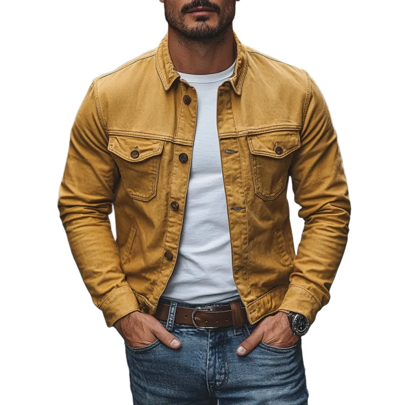 Men's Casual Cotton Washed Lapel Single Breasted Slim Fit Jacket MTA2538D4M sold by Manly