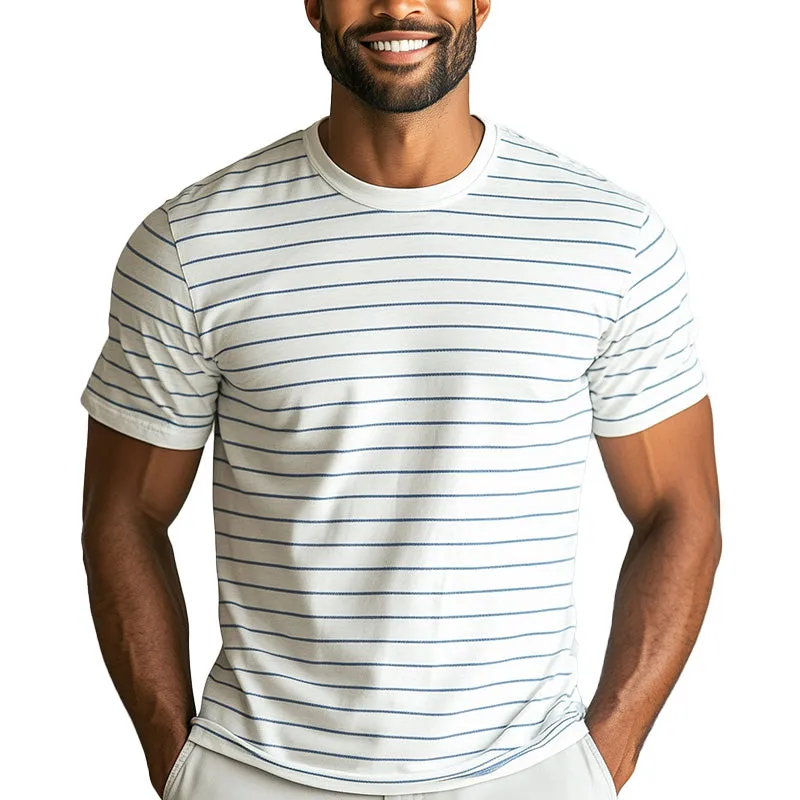 Men's Summer Fashion Striped Printed Short Sleeve Casual Sports T-shirt MTA2556D4P sold by Manly