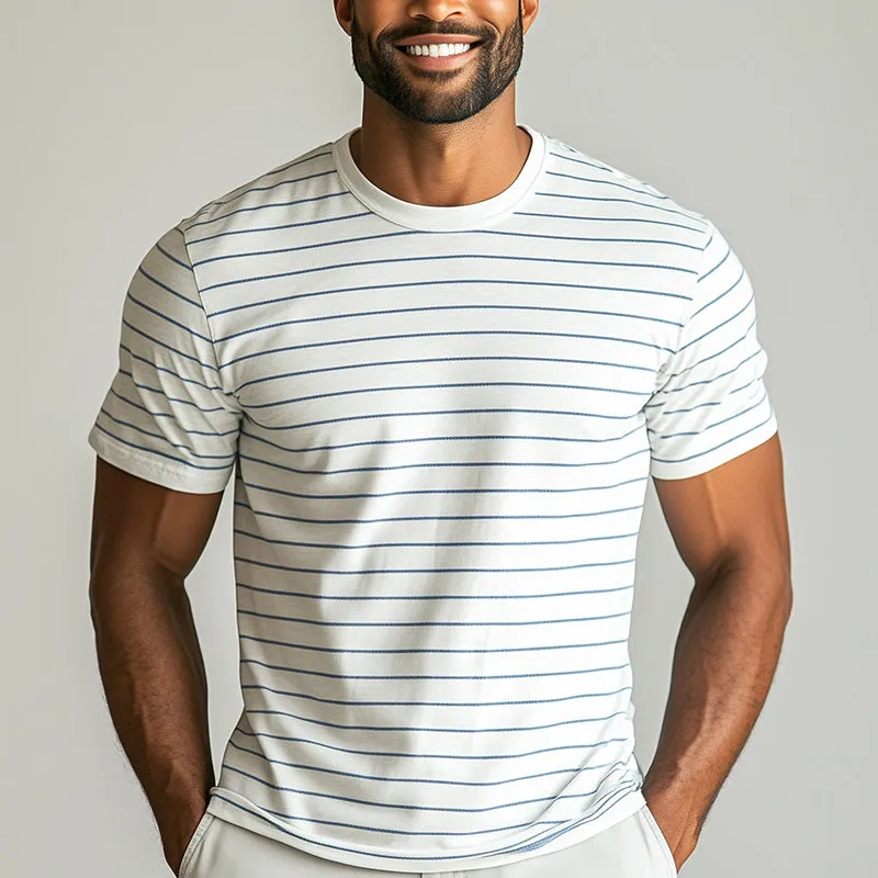 Men's Summer Fashion Striped Printed Short Sleeve Casual Sports T-shirt MTA2556D4P sold by Manly product image thumbnail 2