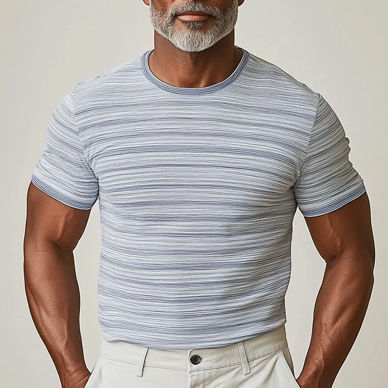 Men's Summer Fashion Pinstripe Printed Blended Short Sleeve T-Shirt MTA2545D8P sold by Manly product image thumbnail 2