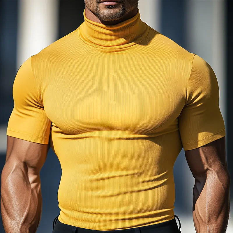 Men's Summer Fashion Slim Fit Knitted Half Turtleneck Short Sleeve T-shirt MTA2568D4P sold by Manly product image thumbnail 2