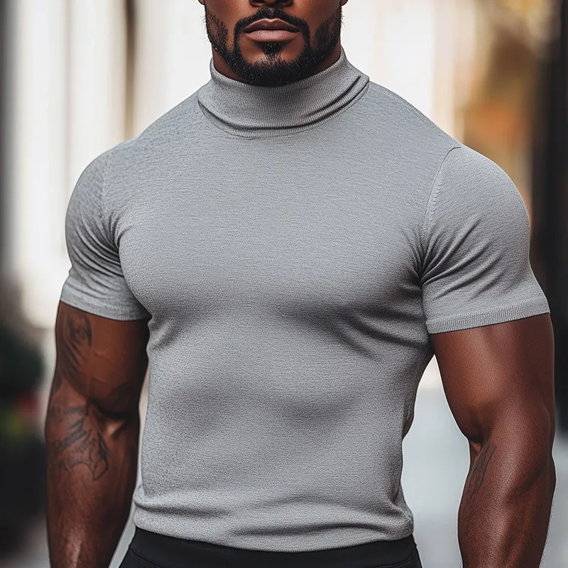Men's Summer Fashion Slim Fit Knitted Half Turtleneck Short Sleeve T-shirt MTA2510D0P sold by Manly product image thumbnail 2
