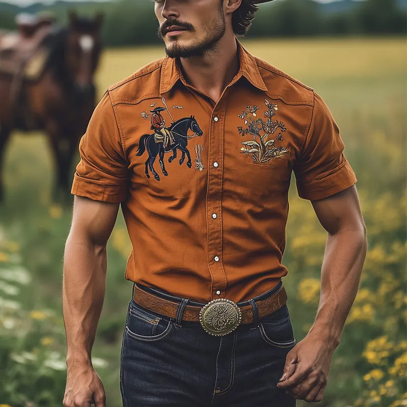 Men's Vintage Western Embroidered Short Sleeve Shirt MTA2894D5X sold by Manly product image thumbnail 2
