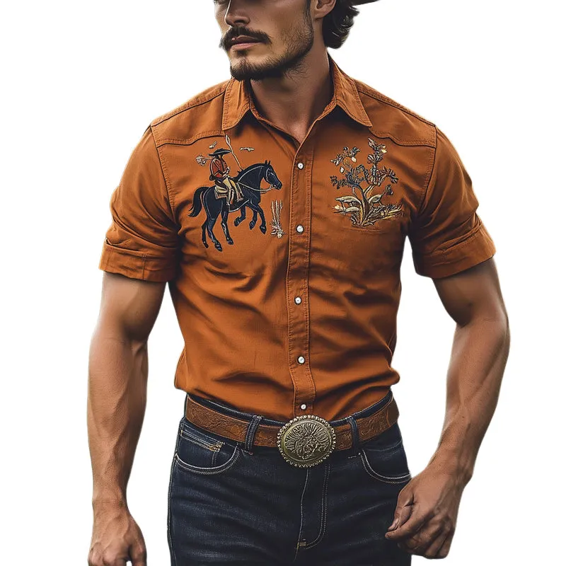 Men's Vintage Western Embroidered Short Sleeve Shirt MTA2894D5X sold by Manly
