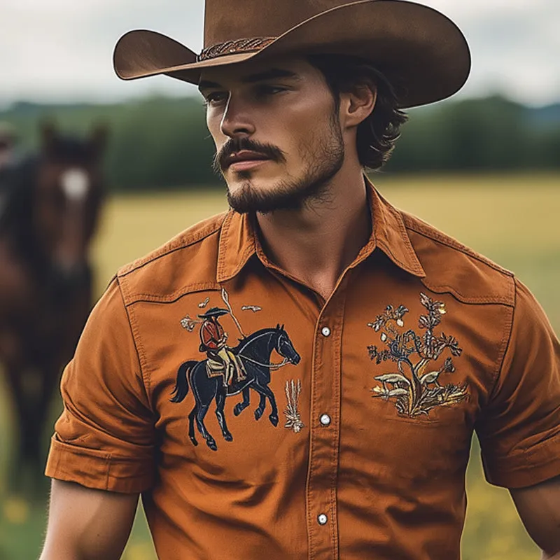 Men's Vintage Western Embroidered Short Sleeve Shirt MTA2894D5X sold by Manly product image thumbnail 3