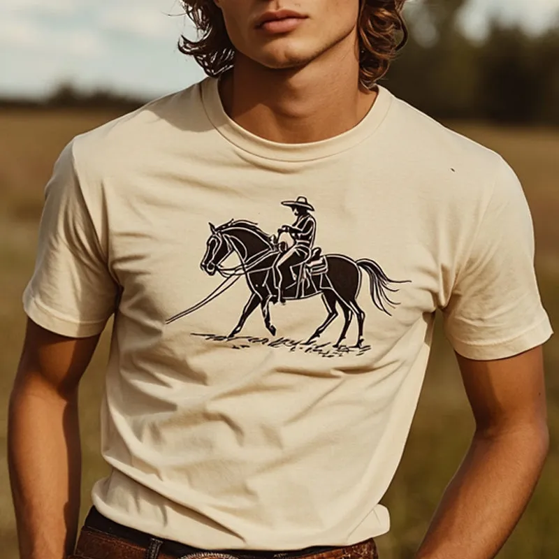 Men's Western Denim Printed Round Neck Short Sleeve T-Shirt MTA2810D8X sold by Manly product image thumbnail 3