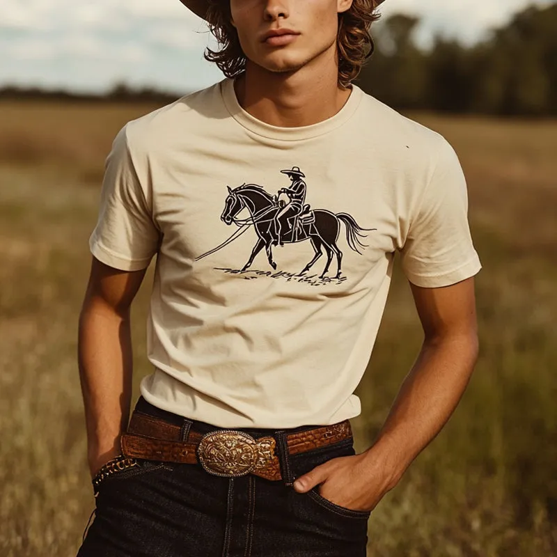 Men's Western Denim Printed Round Neck Short Sleeve T-Shirt MTA2810D8X sold by Manly product image thumbnail 2