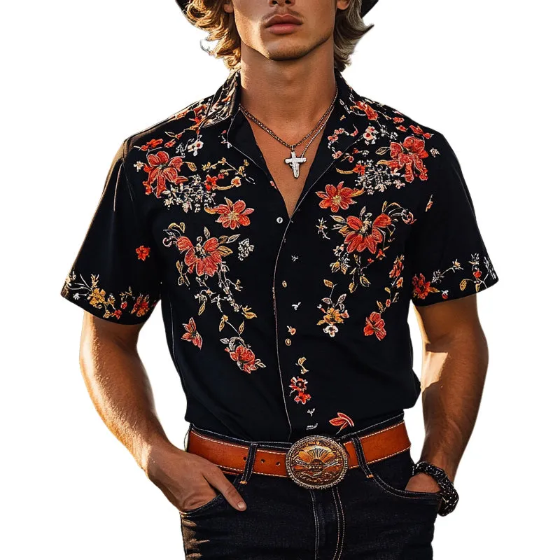 Men's Printed Casual Short Sleeve Lapel Shirt MTA2874D9X sold by Manly