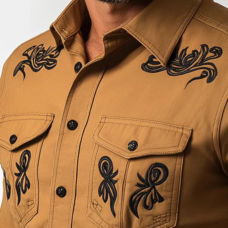 Men's Summer Western Cowboy Style Embroidered Blended Long-Sleeved Shirt MTA2865D3P sold by Manly product image thumbnail 3
