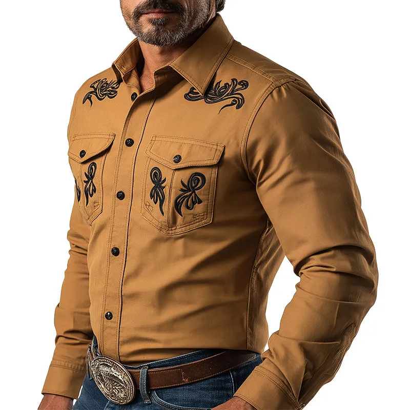 Men's Summer Western Cowboy Style Embroidered Blended Long-Sleeved Shirt MTA2865D3P sold by Manly