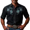 Men's Summer Denim Style Embroidered Cotton Blended Short Sleeve Shirt MTA2890D9P sold by Manly