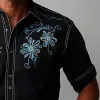 Men's Summer Denim Style Embroidered Cotton Blended Short Sleeve Shirt MTA2890D9P sold by Manly