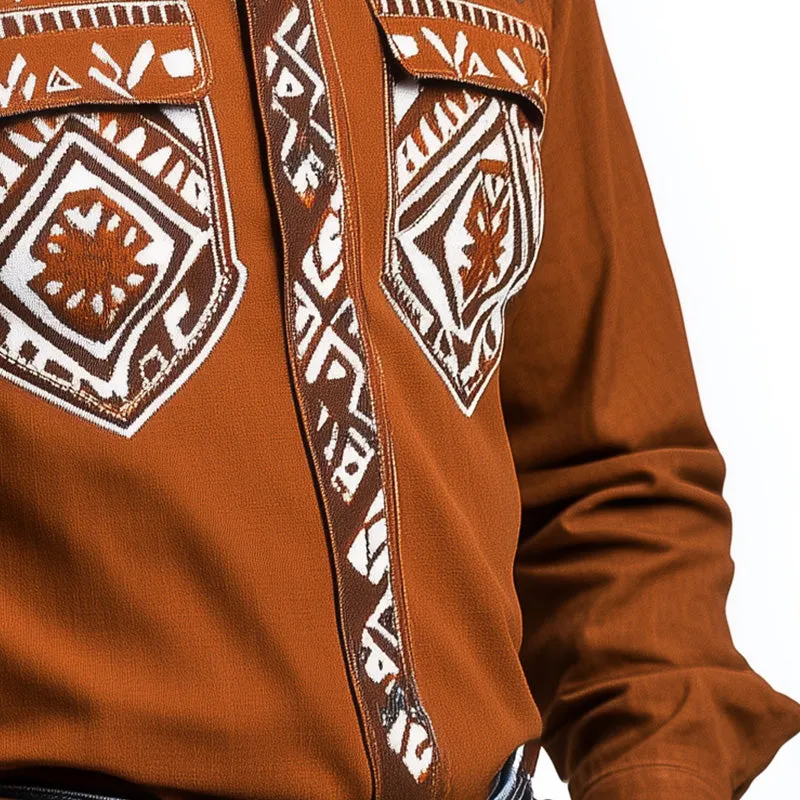 Men's Summer Western Cowboy Style Printed Long Sleeve Shirt MTA2867D2P sold by Manly product image thumbnail 4