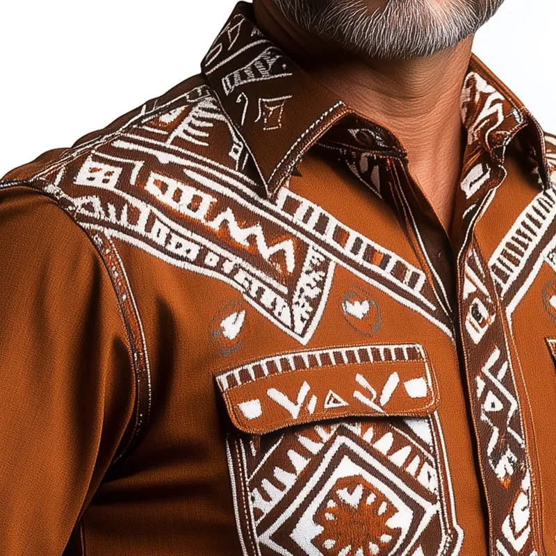 Men's Summer Western Cowboy Style Printed Long Sleeve Shirt MTA2867D2P sold by Manly product image thumbnail 3