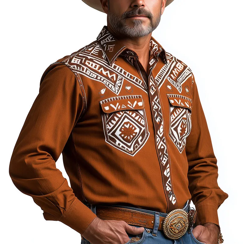Men's Summer Western Cowboy Style Printed Long Sleeve Shirt MTA2867D2P sold by Manly product image thumbnail 2