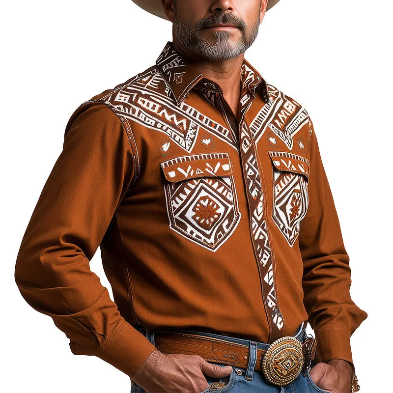Men's Summer Western Cowboy Style Printed Long Sleeve Shirt MTA2867D2P sold by Manly